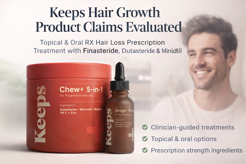 Keeps Hair Growth Product Claims Evaluated Topical and Oral RX Hair Loss Prescription Treatment with Finasteride, Dutasteride and Minoxidil