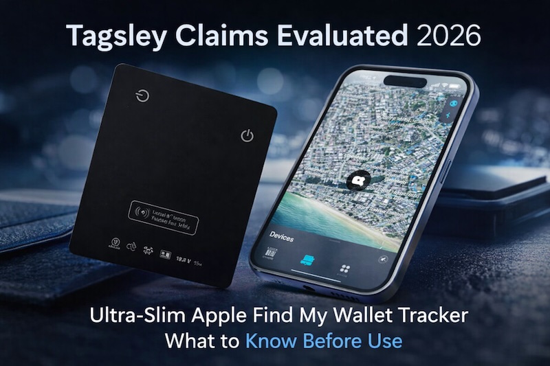 Tagsley GPS Tracking Card Claims Evaluated 2026 Apple Find My Wallet Tracker Battery Life, Bluetooth Range, and What to Verify on the Official Website Before Use