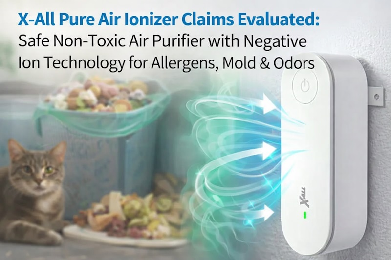 X-All Pure Air Ionizer Claims Evaluated Safe Non-Toxic Air Purifier with Negative Ion Technology for Allergens, Mold and Odors