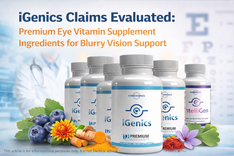 iGenics Claims Evaluated Premium Eye Vitamin Supplement Ingredients for Blurry Vision Support