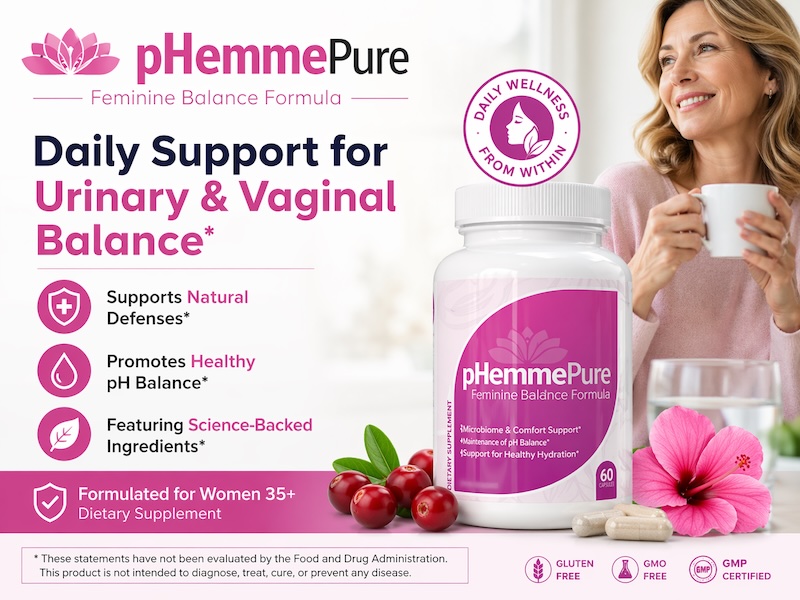 pHemmePure Claims Evaluated Feminine UTI Balance Formula for Vaginal pH Support by Board-Certified Urologist