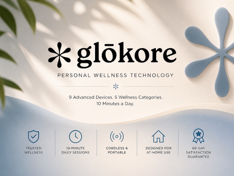 Glokore Brand Device Guide At-Home Red Light Therapy, IPL, and EMS Wellness Technology for Skin, Hair, and Pain Relief