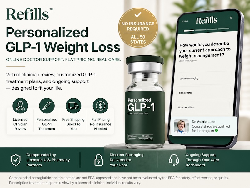 Refills GLP-1 Weight Loss Claims Evaluated The Most Affordable Personalized Semaglutide and Tirzepatide GLP1 Program with Online Doctor Support