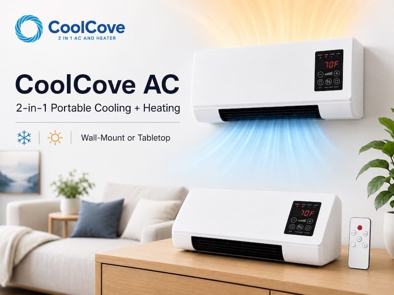 CoolCove Announces Cool Cove AC, the Latest 2-in-1 Portable Air Cooler Unit with Dual Air Conditioner Chilling Benefits & Heating Functionality